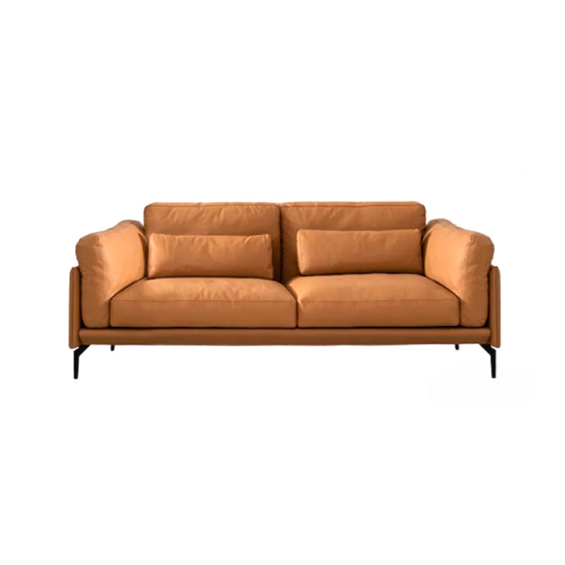 31"H Scandinavian Sectional Sofa Leather Sectional with Bostol Pillows