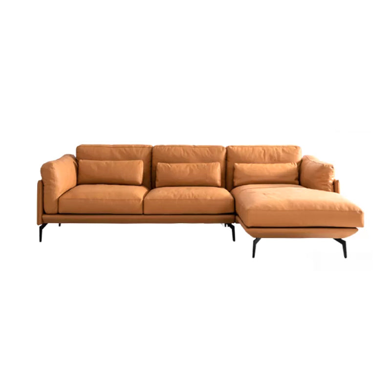 31"H Scandinavian Sectional Sofa Leather Sectional with Bostol Pillows