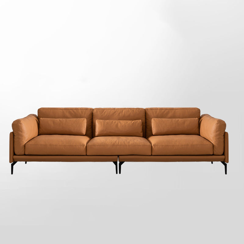 31"H Scandinavian Sectional Sofa Leather Sectional with Bostol Pillows