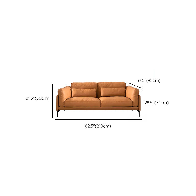 31"H Scandinavian Sectional Sofa Leather Sectional with Bostol Pillows