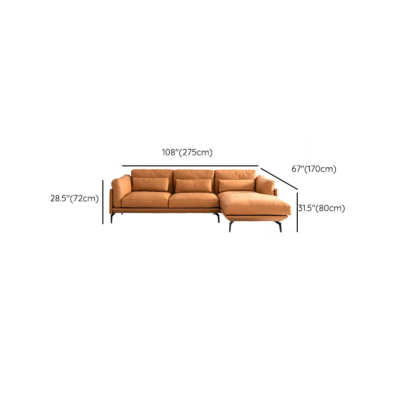 31"H Scandinavian Sectional Sofa Leather Sectional with Bostol Pillows