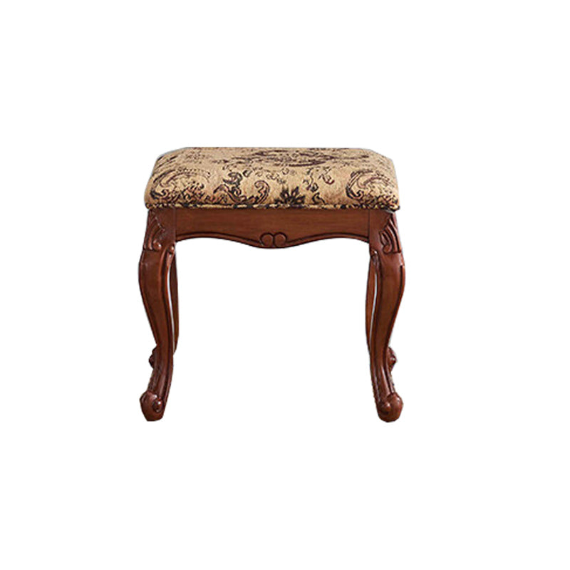 Solid Wood Brown Makeup Table Vanity with Drawers and Mirror