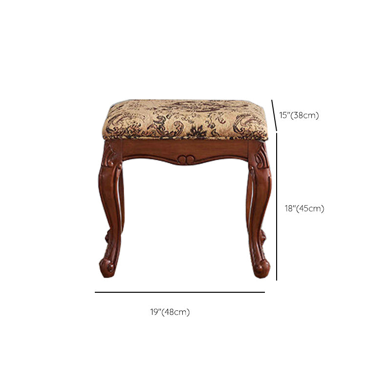 Solid Wood Brown Makeup Table Vanity with Drawers and Mirror