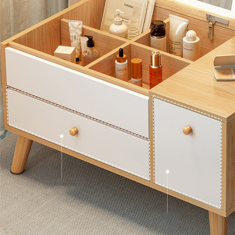Scandinavian 1-Drawer Wooden Flip-top Dressing Vanity Make-up Table