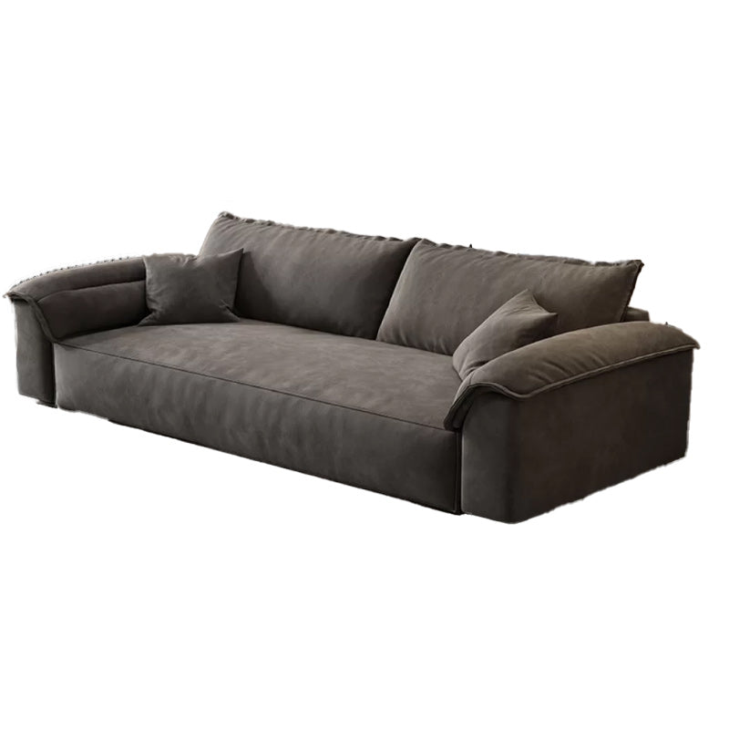 35"H Contemporary Sectional Sofa Grey Leather Cushion Back Sectional