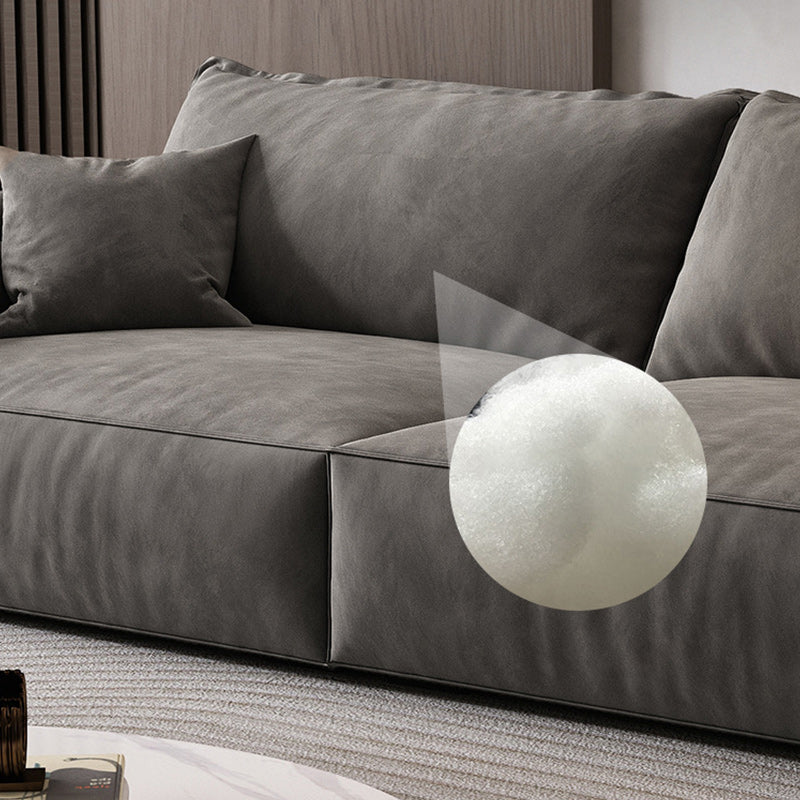 35"H Contemporary Sectional Sofa Grey Leather Cushion Back Sectional