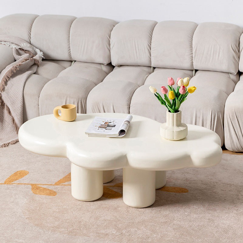 White Wooden Coffee Table 4 Legs Coffee Cocktail Table for Living Room