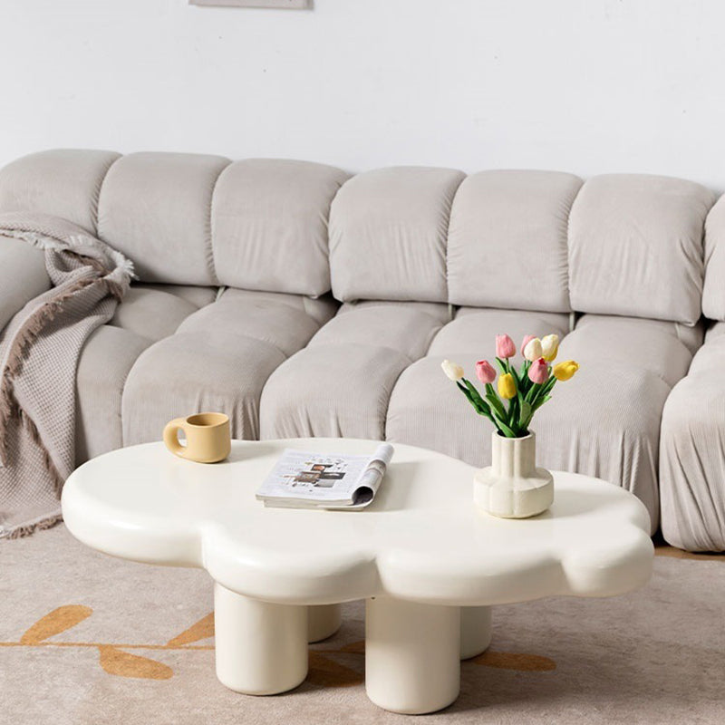 White Wooden Coffee Table 4 Legs Coffee Cocktail Table for Living Room