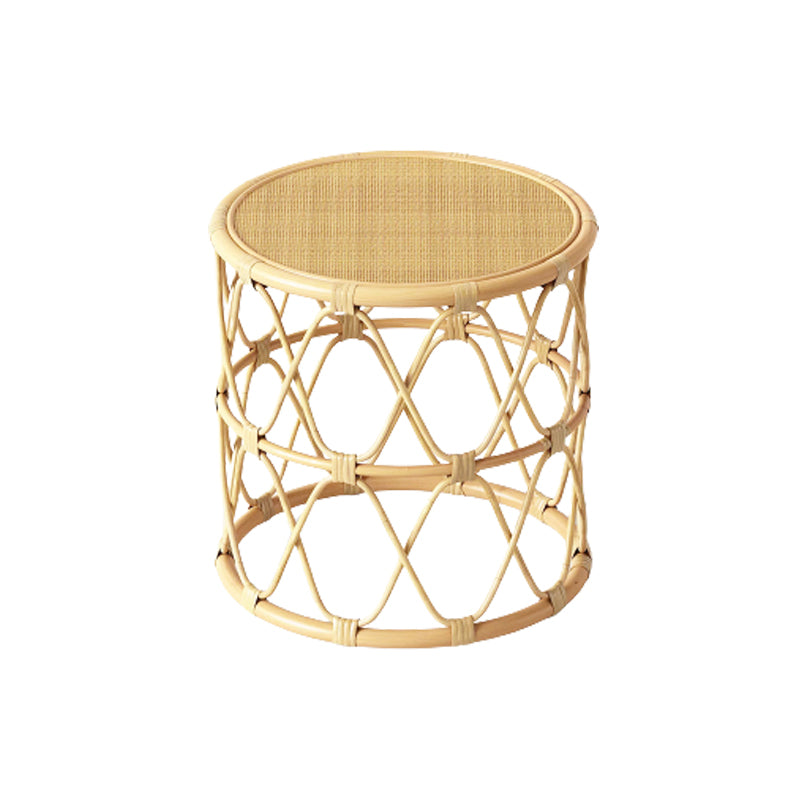Scandinavian Round Cocktail Table with Wicker Base Natural/Black