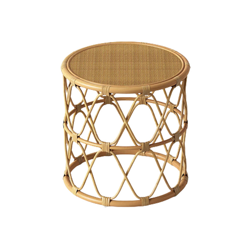 Scandinavian Round Cocktail Table with Wicker Base Natural/Black