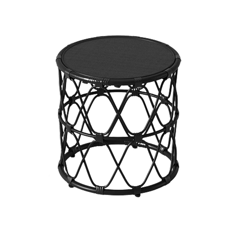 Scandinavian Round Cocktail Table with Wicker Base Natural/Black