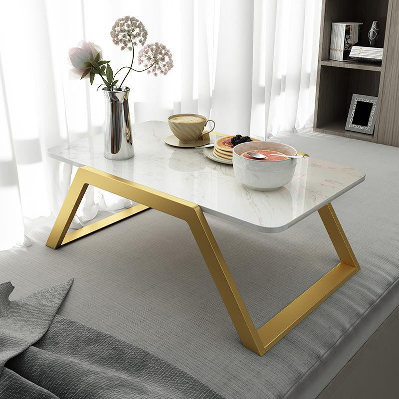 Sled Coffee Table Marble Top Coffee Cocktail Table for Living Room