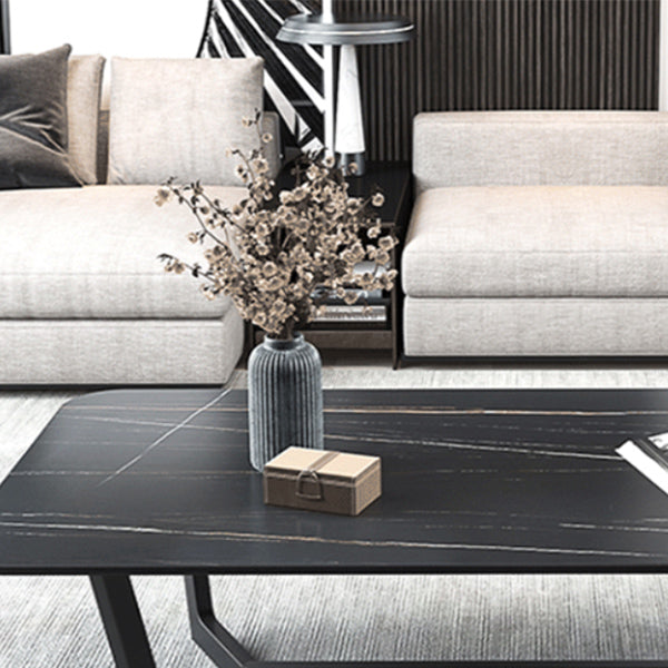 Trestle Coffee Table Black Coffee Cocktail Table with Slate Top