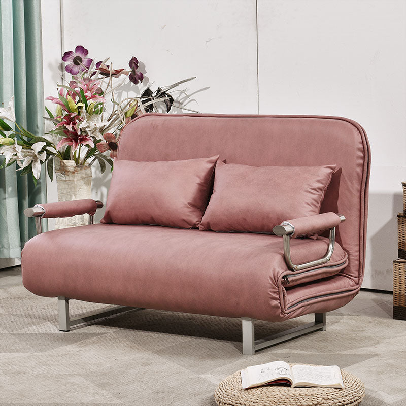 Scandinavian Foldable Futon Sleeper Sofa Round Arms Convertible Sofas