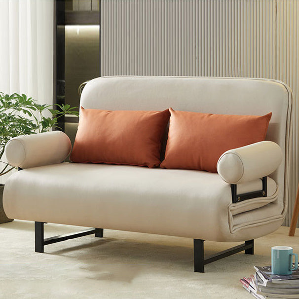 Scandinavian Foldable Futon Sleeper Sofa Round Arms Convertible Sofas