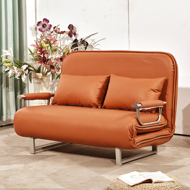 Scandinavian Foldable Futon Sleeper Sofa Round Arms Convertible Sofas