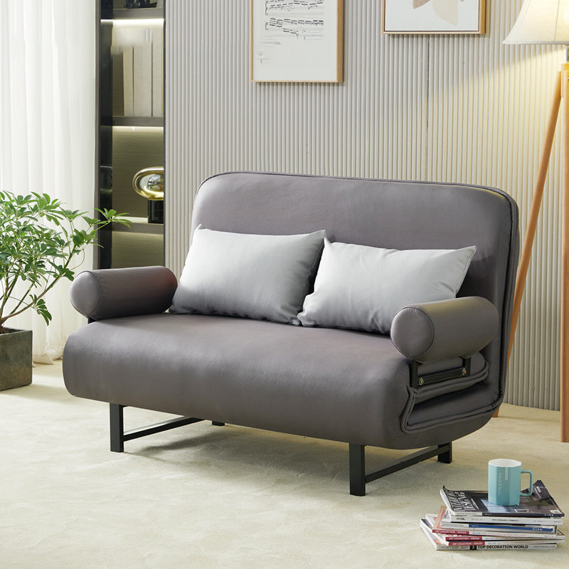 Scandinavian Foldable Futon Sleeper Sofa Round Arms Convertible Sofas