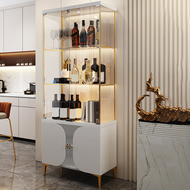 Modern Curio Cabinet Glass Storage Cabinet with Doors for Dining Room