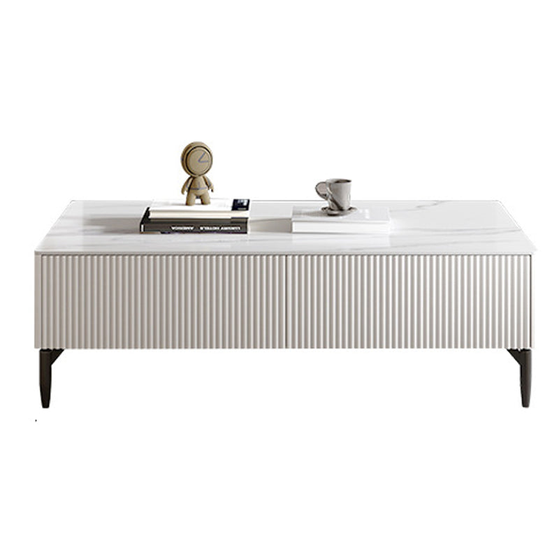 4 Legs Single Coffee Table Rectangle Slate Coffee Table with 4 Drawers
