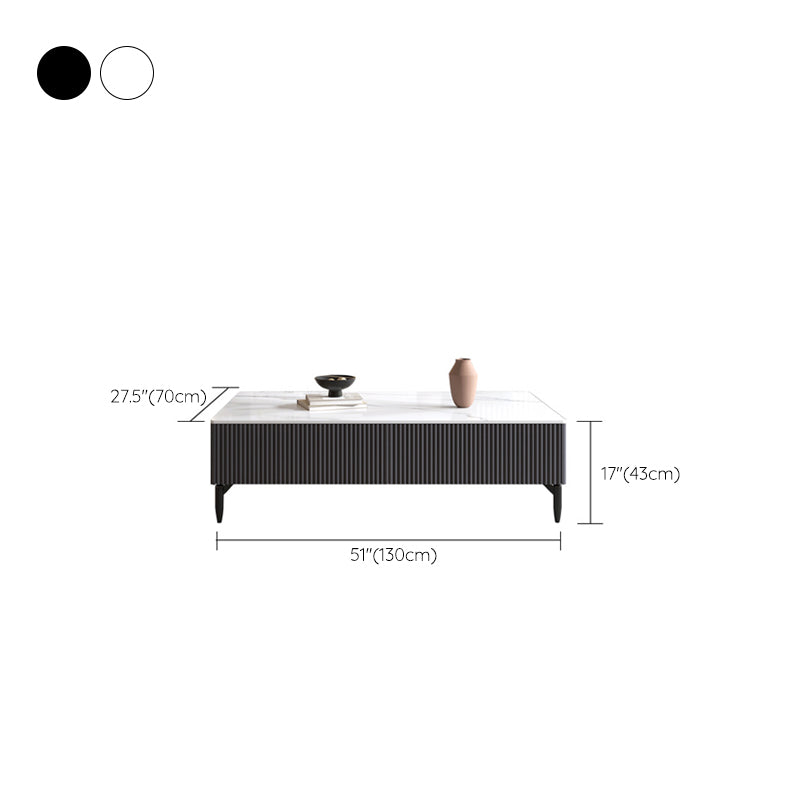 4 Legs Single Coffee Table Rectangle Slate Coffee Table with 4 Drawers