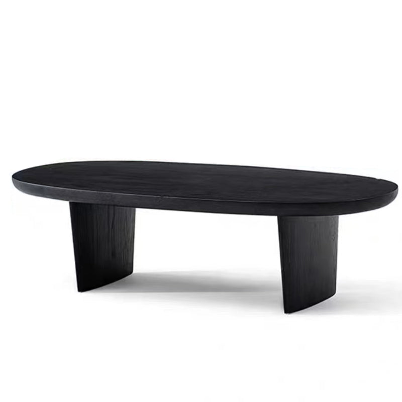 15"H Contemporary Coffee Table Solid Wood Black Single Cocktail Table