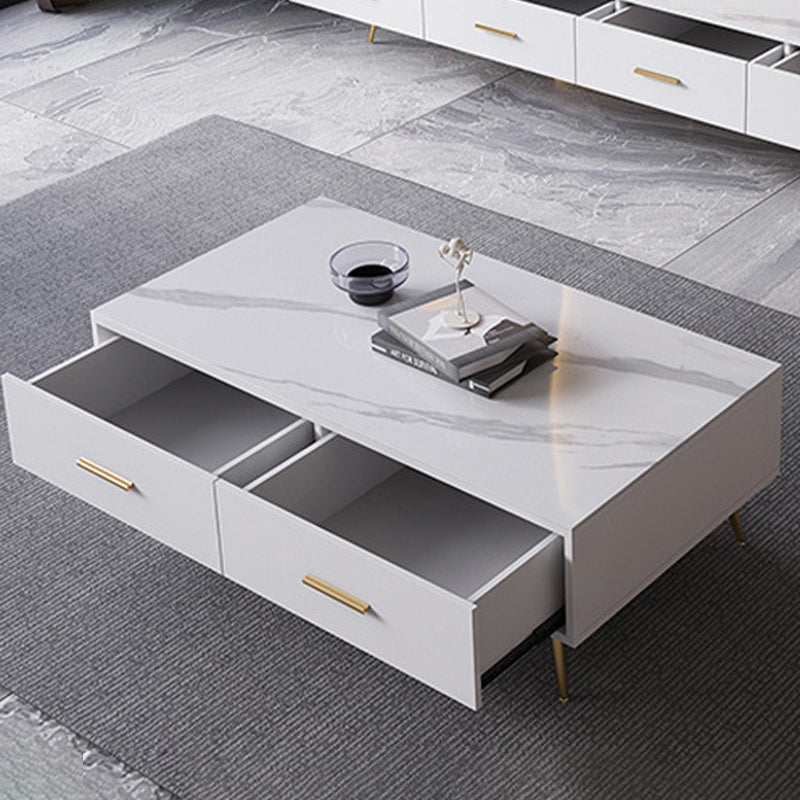 Slate Coffee Table Glam Nesting Coffee Table Set with Storage Drawers