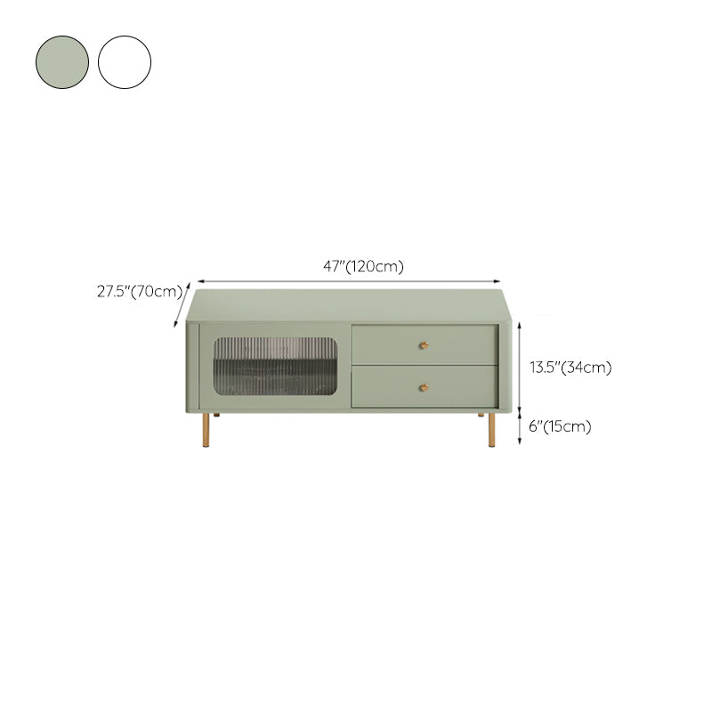 Glam Coffee Table 4 Legs Single Coffee Table with Storage Drawers