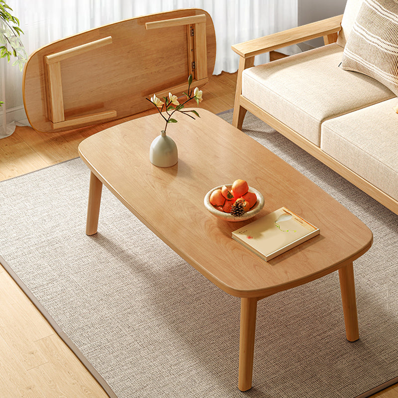 17"H Contemporary Coffee Table Solid Wood Single Cocktail Table