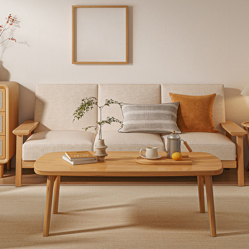 17"H Contemporary Coffee Table Solid Wood Single Cocktail Table