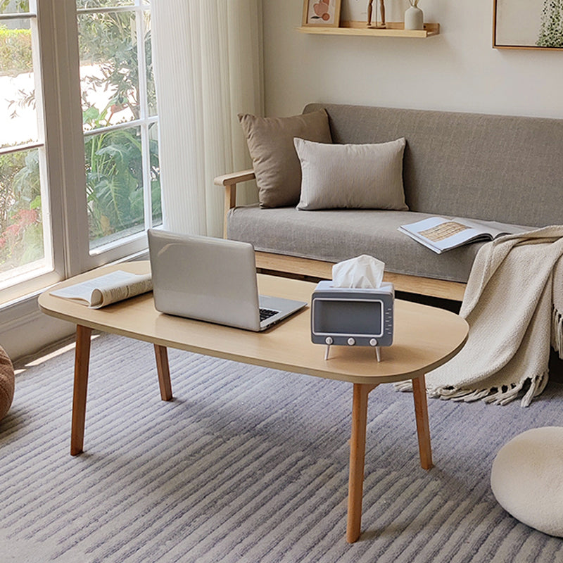 17"H Contemporary Coffee Table Solid Wood Single Cocktail Table