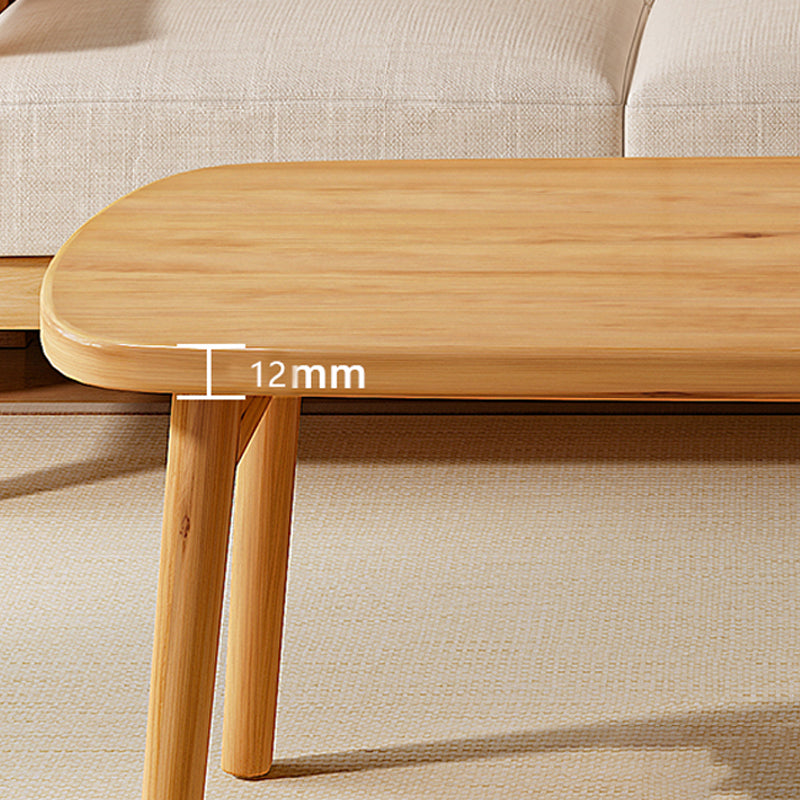 17"H Contemporary Coffee Table Solid Wood Single Cocktail Table