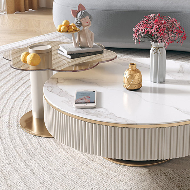No Distressing Coffee Table Slate Pedestal Glam Coffee Table