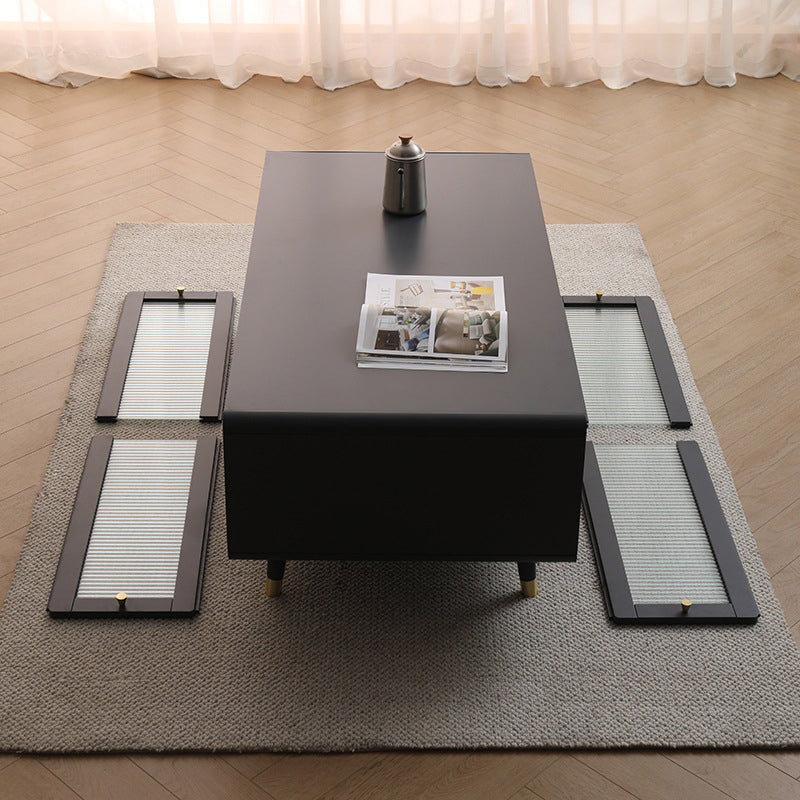 Solid Wood Rectangle Cocktail Table Modern No Distressing Single Coffee Table