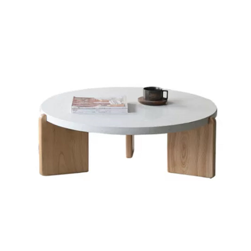 Contemporary Coffee Table 3 Legs Round Stone Coffee Cocktail Table