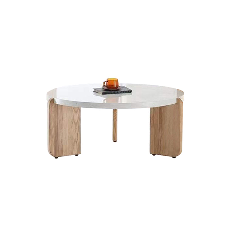 Contemporary Coffee Table 3 Legs Round Stone Coffee Cocktail Table