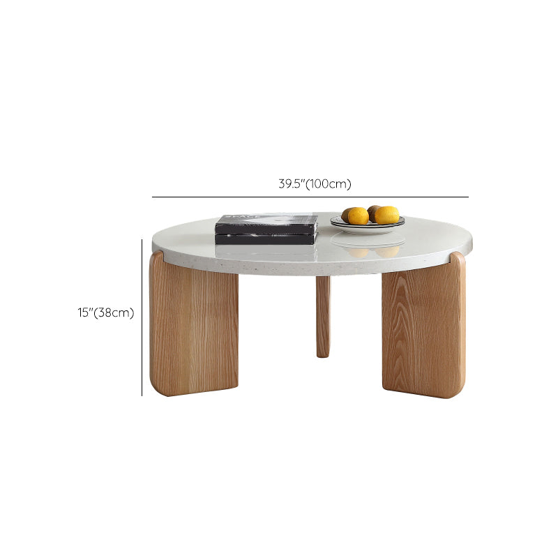Contemporary Coffee Table 3 Legs Round Stone Coffee Cocktail Table