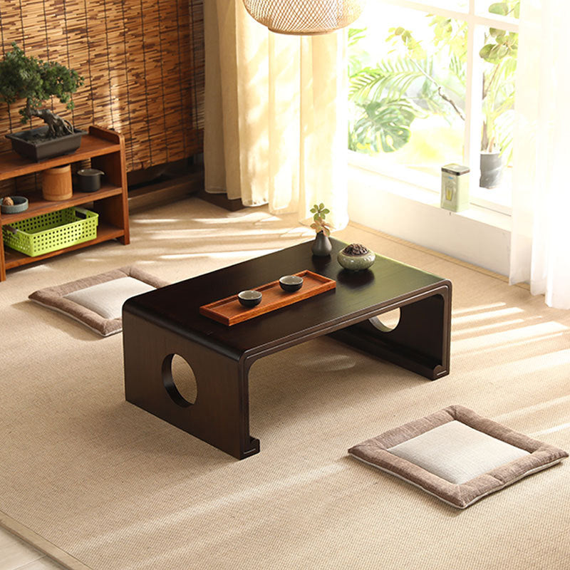 Solid Wood Single Coffee Table Rectangle Modern Sled Cocktail Table