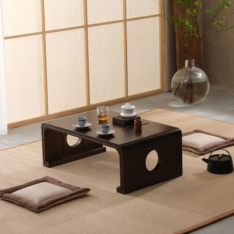 Solid Wood Single Coffee Table Rectangle Modern Sled Cocktail Table