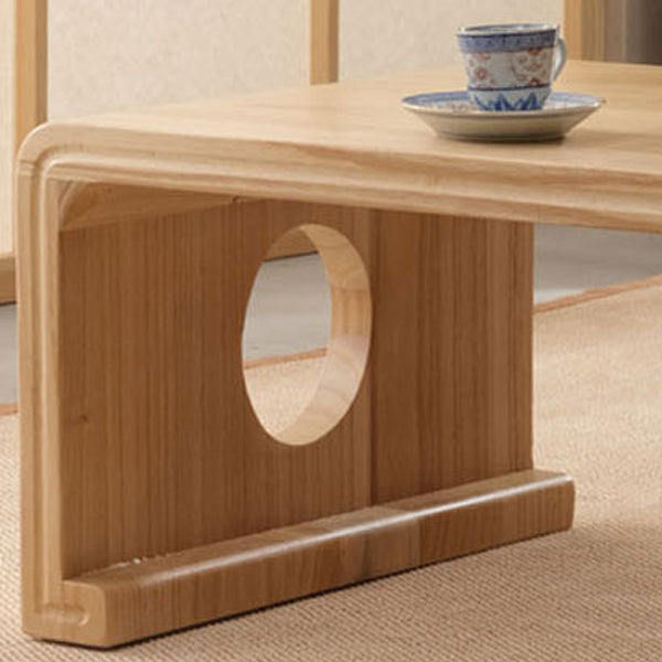 Solid Wood Single Coffee Table Rectangle Modern Sled Cocktail Table
