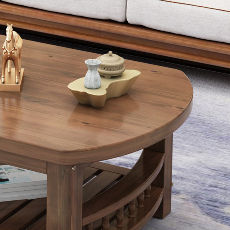 20"H Contemporary Coffee Table Solid Wood Storage Coffee Cocktail Table