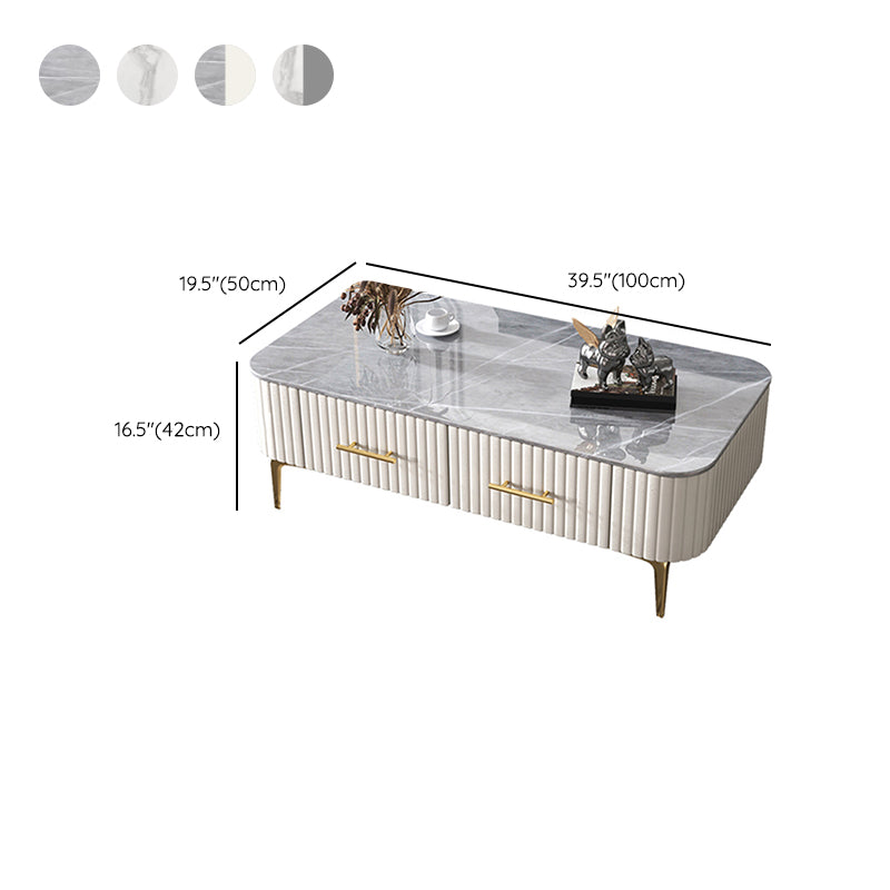 16"H Glam Coffee Table Rectangle 4 Legs Coffee Cocktail Table