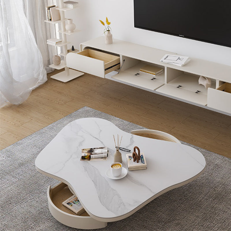 31" Wide Contemporary Coffee Table Pedestal Coffee Cocktail Table