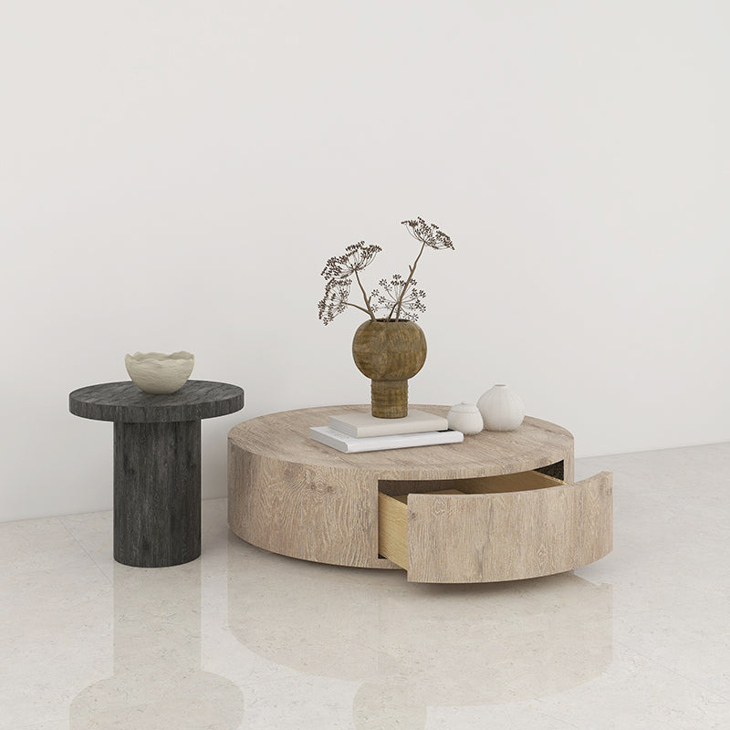 Contemporary Coffee Table Set Wooden Round Coffee Cocktail Table