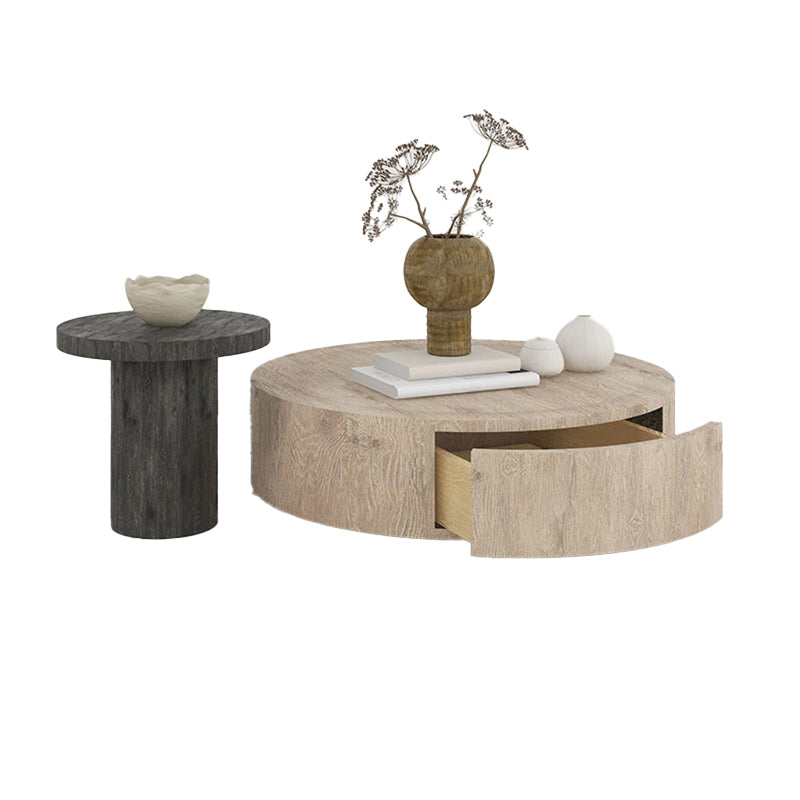Contemporary Coffee Table Set Wooden Round Coffee Cocktail Table
