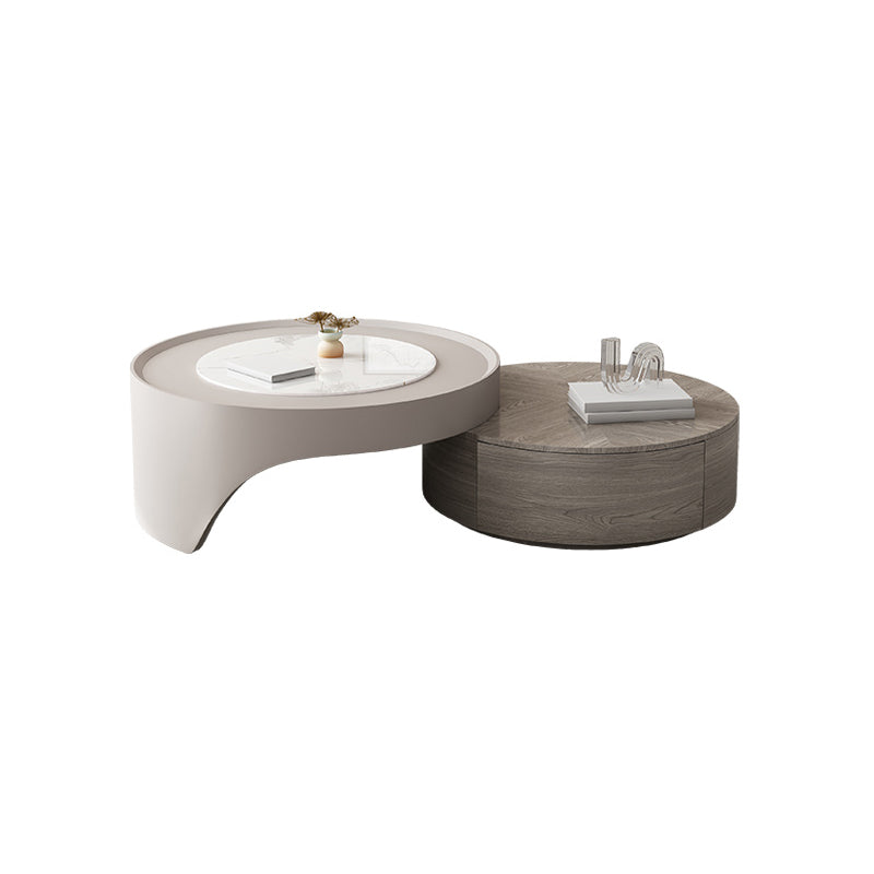 Contemporary Coffee Table Set Wooden Round Coffee Cocktail Table