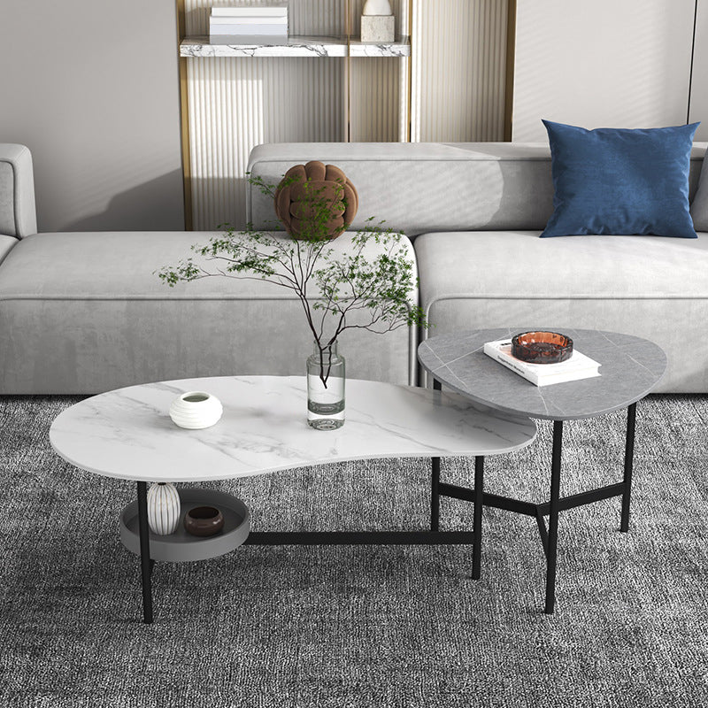 3 Legs Slate Coffee Table Free-Form Nesting Coffee Table Set