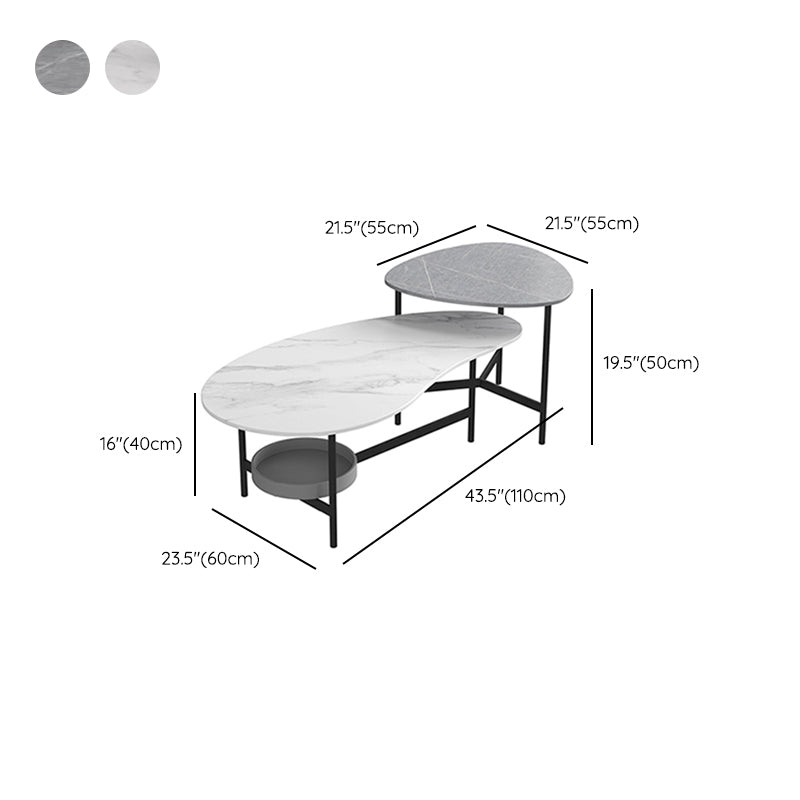 3 Legs Slate Coffee Table Free-Form Nesting Coffee Table Set