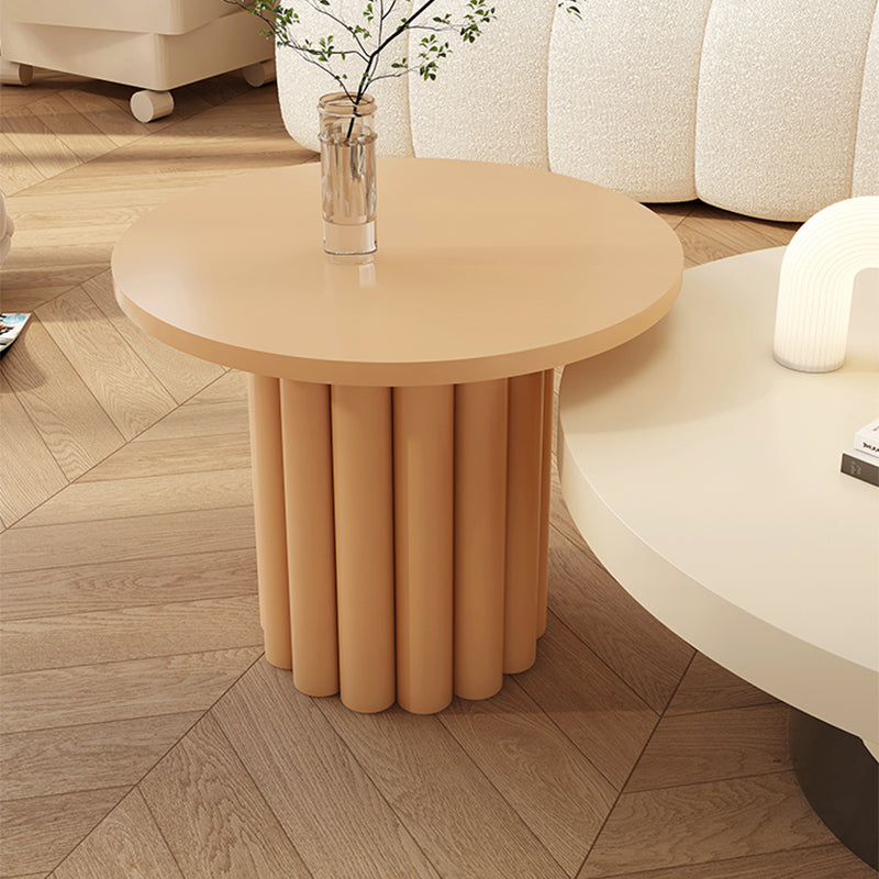 Contemporary Coffee Table Wooden Pedestal Round Coffee Cocktail Table