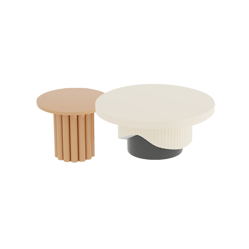 Contemporary Coffee Table Wooden Pedestal Round Coffee Cocktail Table