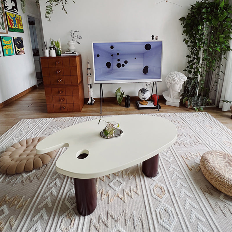 16"H Contemporary Coffee Table White 3 Legs Coffee Cocktail Table